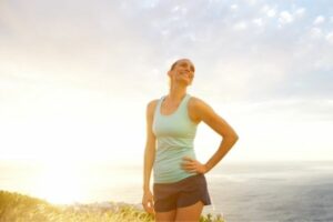 A beautiful lady in her great outdoor morning activity.