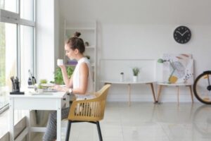 A lady working at home.