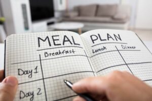 Preparing a healthy meal plan.